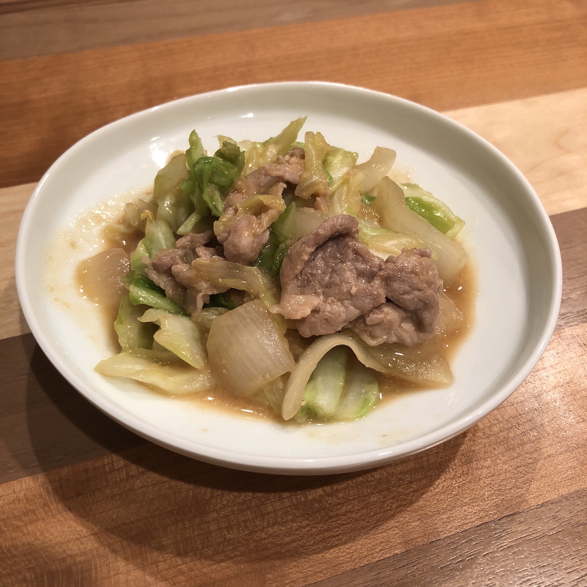 PORK & CABBAGE STIR-FRY WITH GINGER MISO SAUCE