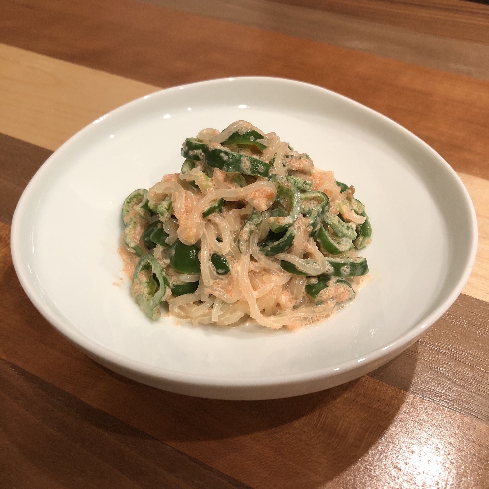 SHIRATAKI NOODLES WITH MISO & SPICY COD ROE SAUCE