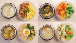 4 Easy Japanese Soup and Rice Bowl Low-Fat Bento Box Lunch Ideas