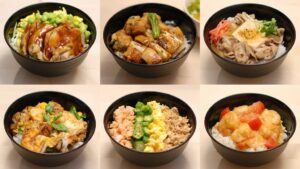 6 Ways to Make Japanese Low Calorie High Protein Bowls a.k.a. KINNIKU MESHI